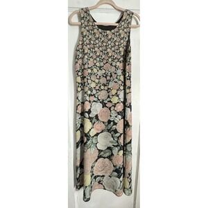 Ballinger Gold Floral Dress Size Small Boho‎ Cute Cottage Church Brunch Classic